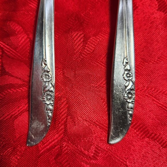 Vintage 1881 Rogers Oneida Lilac Time Oval Tablepoon Set of 6 Silverplate - Picture 8 of 14